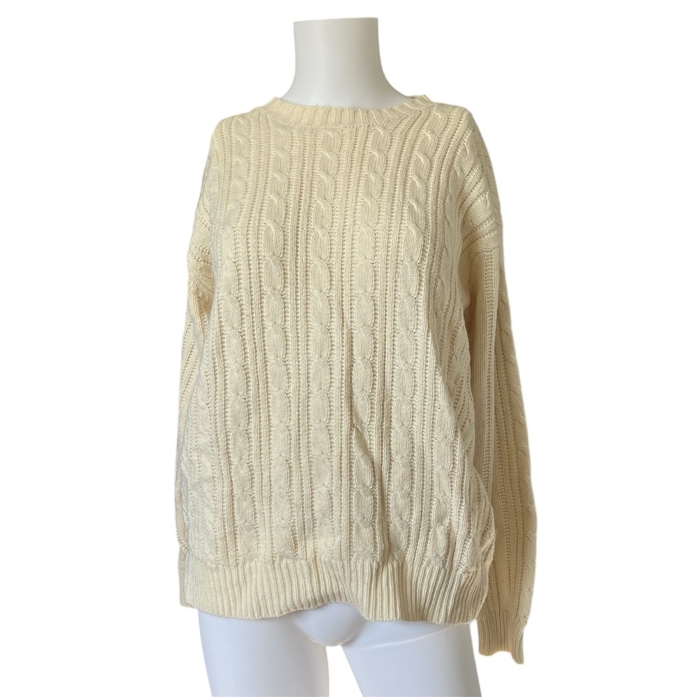 Vintage Erika Classics Cream Cable Knit Sweater Neutral Classic Career